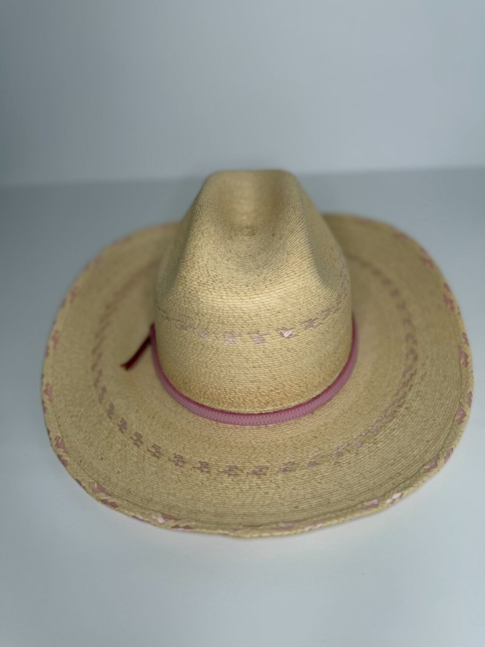 Atwood Hat Co Straw Cowboy Hat L Pink Woven Band 🤠